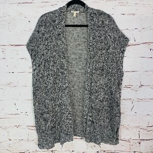 Eileen Fisher Organic Linen Cotton Blend Cardigan Vest XL Open Front Knit Black